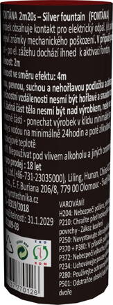 INTERIÉROVÁ FONTÁNA (el. odpal - stříbrná) - 2m20s.